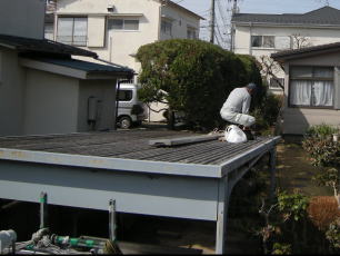 車庫屋根の撤去